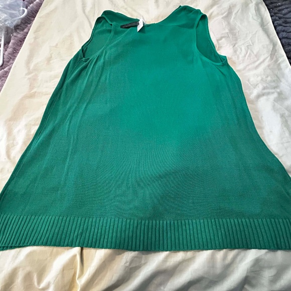 NEW PHOTOS! SLEEVELESS TOP, KELLY GREEN, SIZE 4X, COWL NECK, DELICATE WOVEN RAYO - Picture 3 of 14